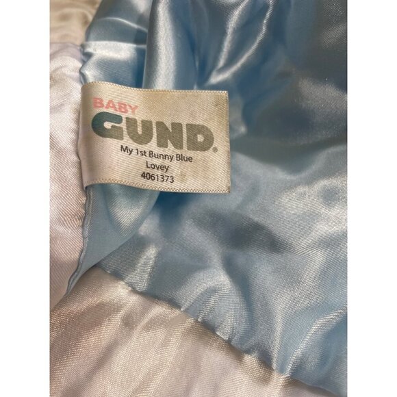 Baby Gund My 1st Bunny Blue Lovey Satin & Plush Security Blanket 4061373 - Picture 4 of 5